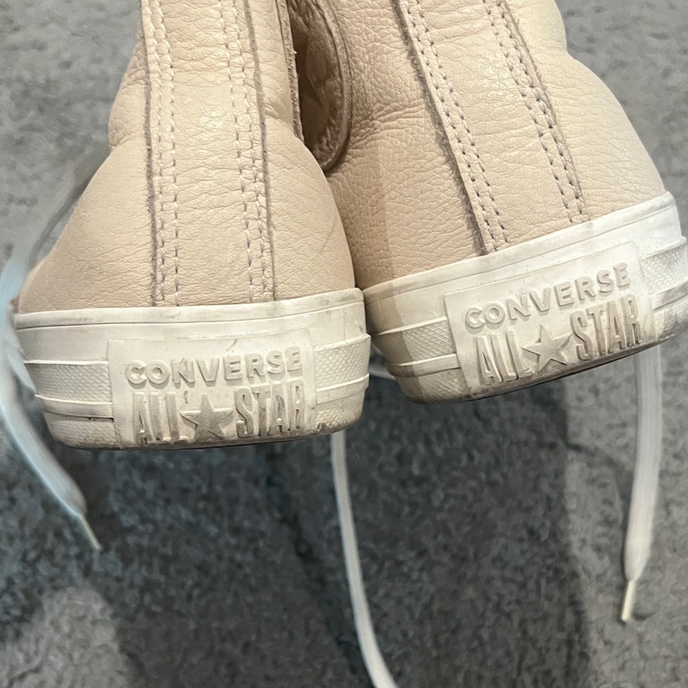 Converse Cream High-Top Sneakers Beige Leather - Picture 6 of 6